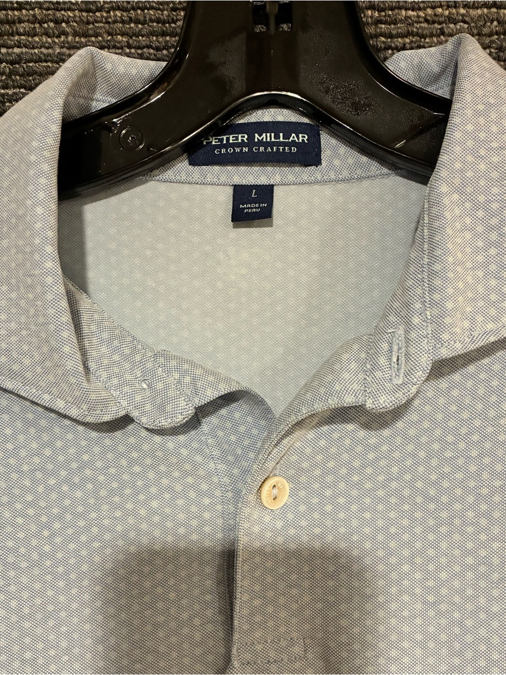 Peter Millar Crown Crafted Light Blue Micro-Pattern Polo
